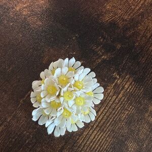 White and Yellow Floral Brooch